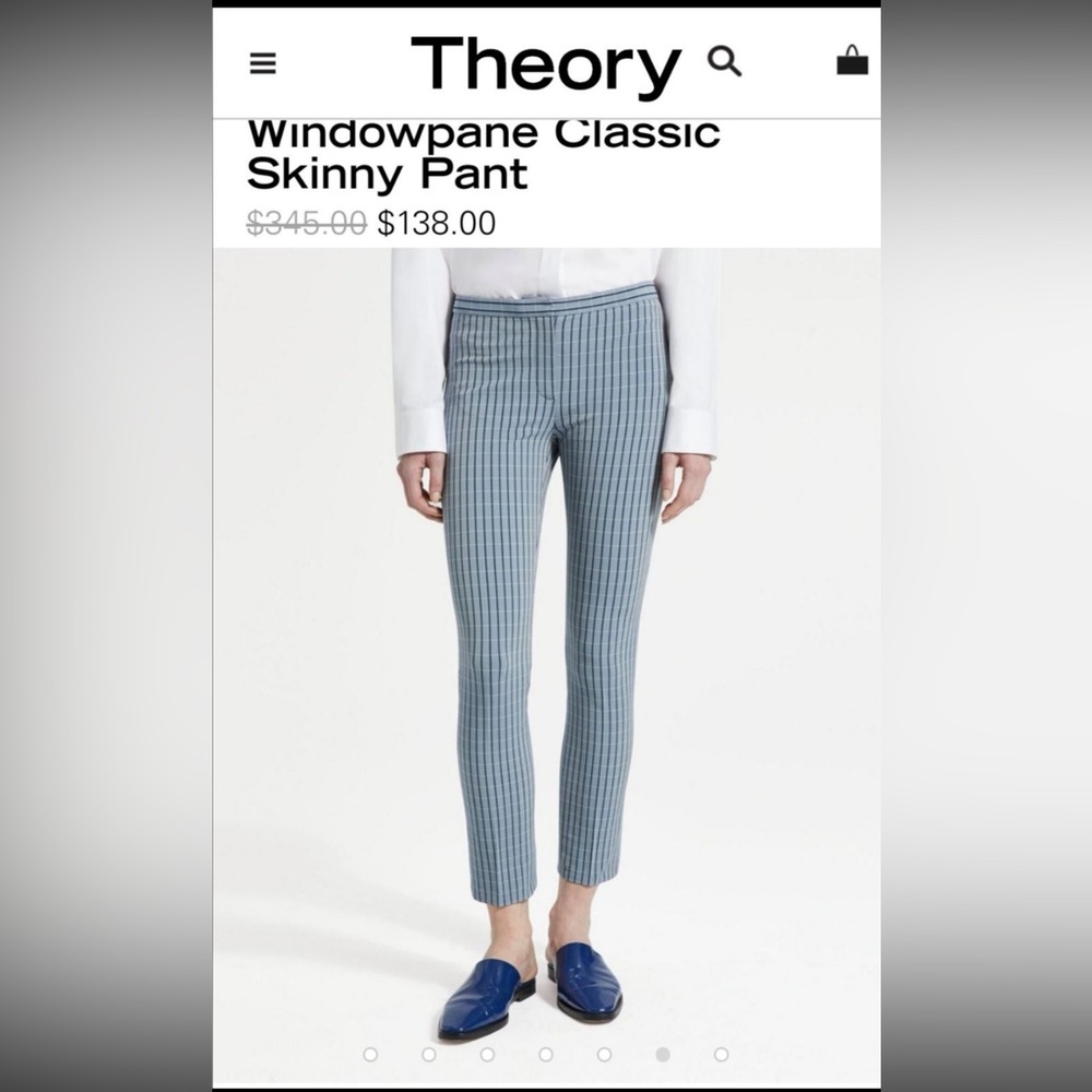 Theory Windowpane Classic Skinny Pant Size00